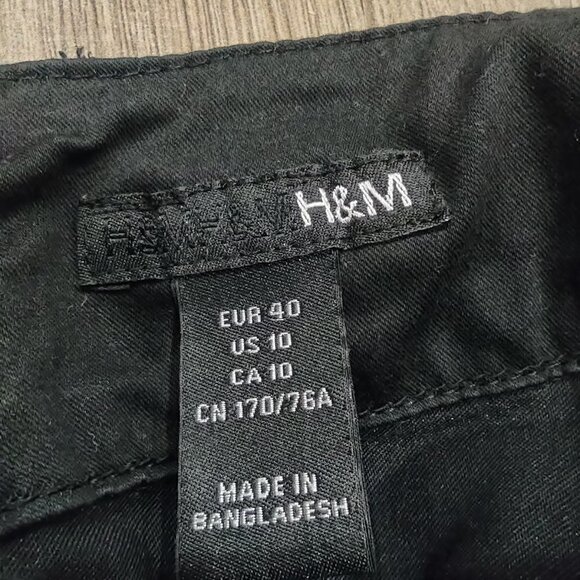 H&M Black Pencil Skirt Cotton Size 10 - Picture 4 of 5
